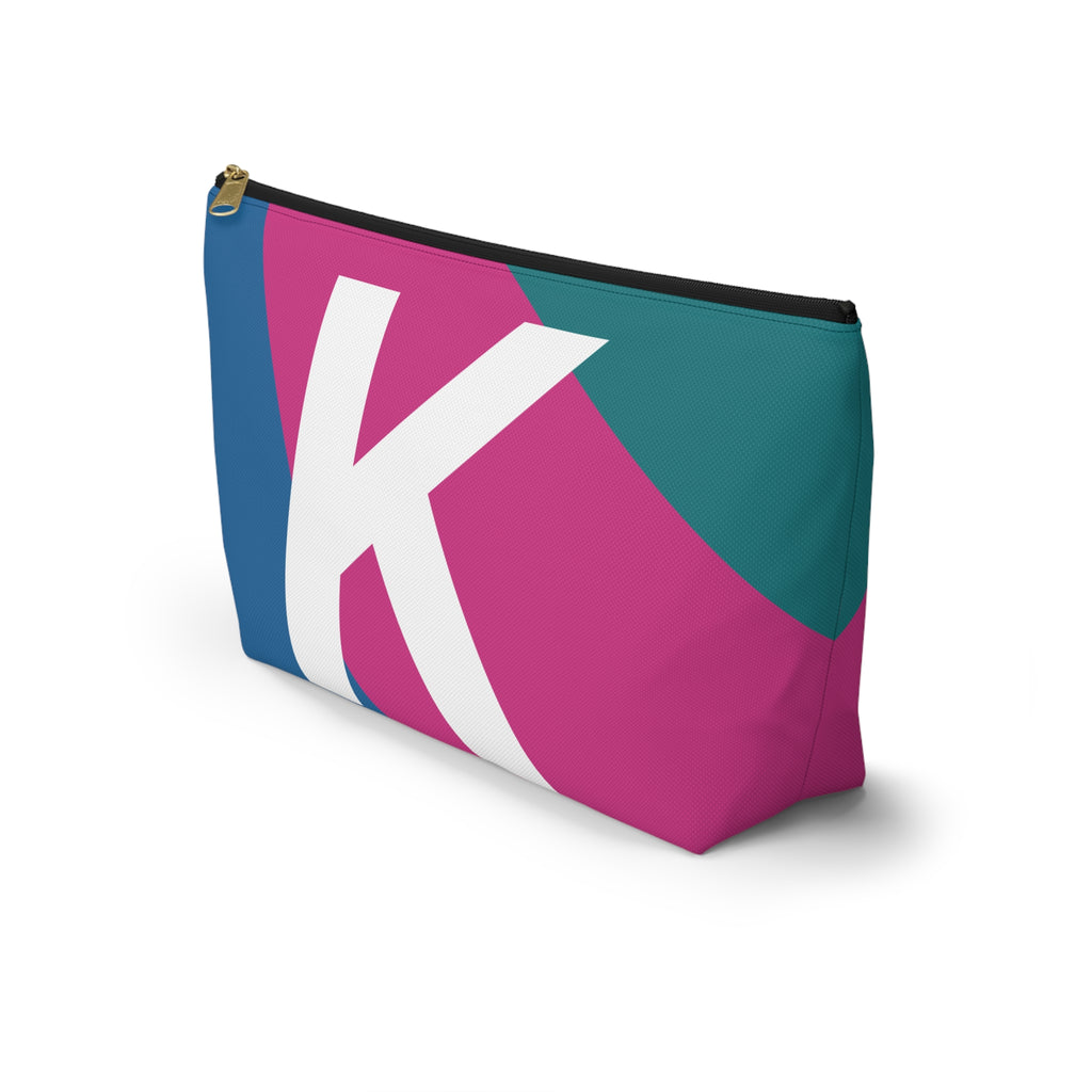 Initials Colorblock Accessory Pouch — Monogram K T-Bottom Cosmetic Bag