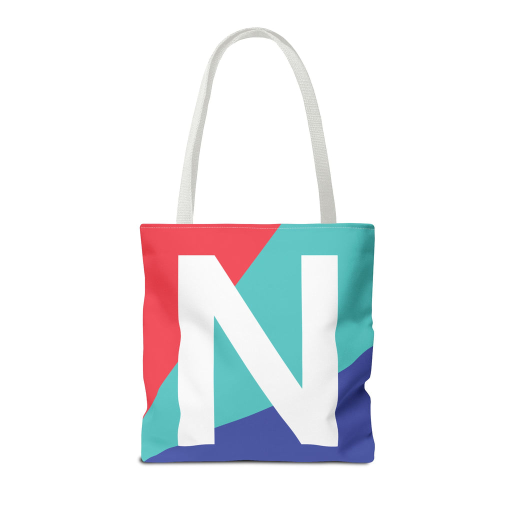Monogram 'N' Colorblock Tote Bag — Personalized Initial N Shoulder Tote