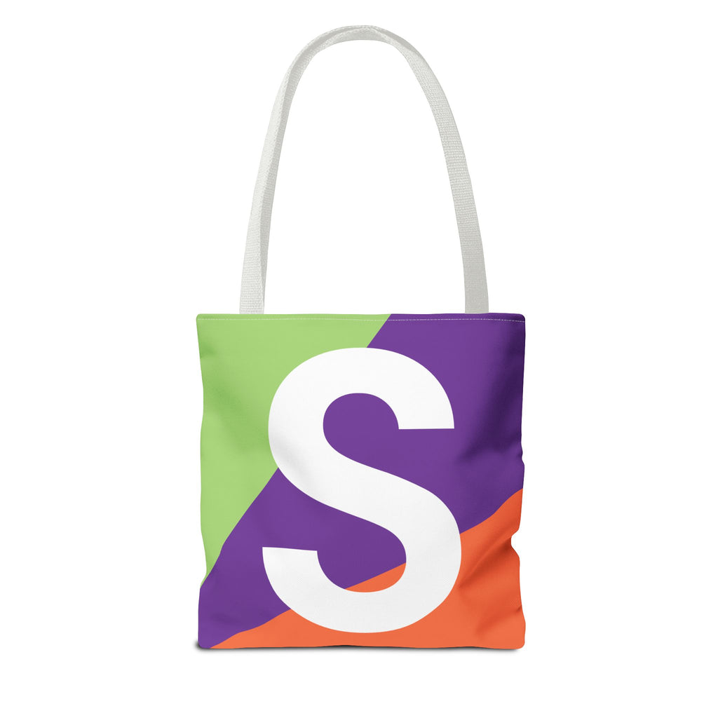 Monogram 'S' Colorblock Tote Bag — Personalized Initial S Shoulder Tote