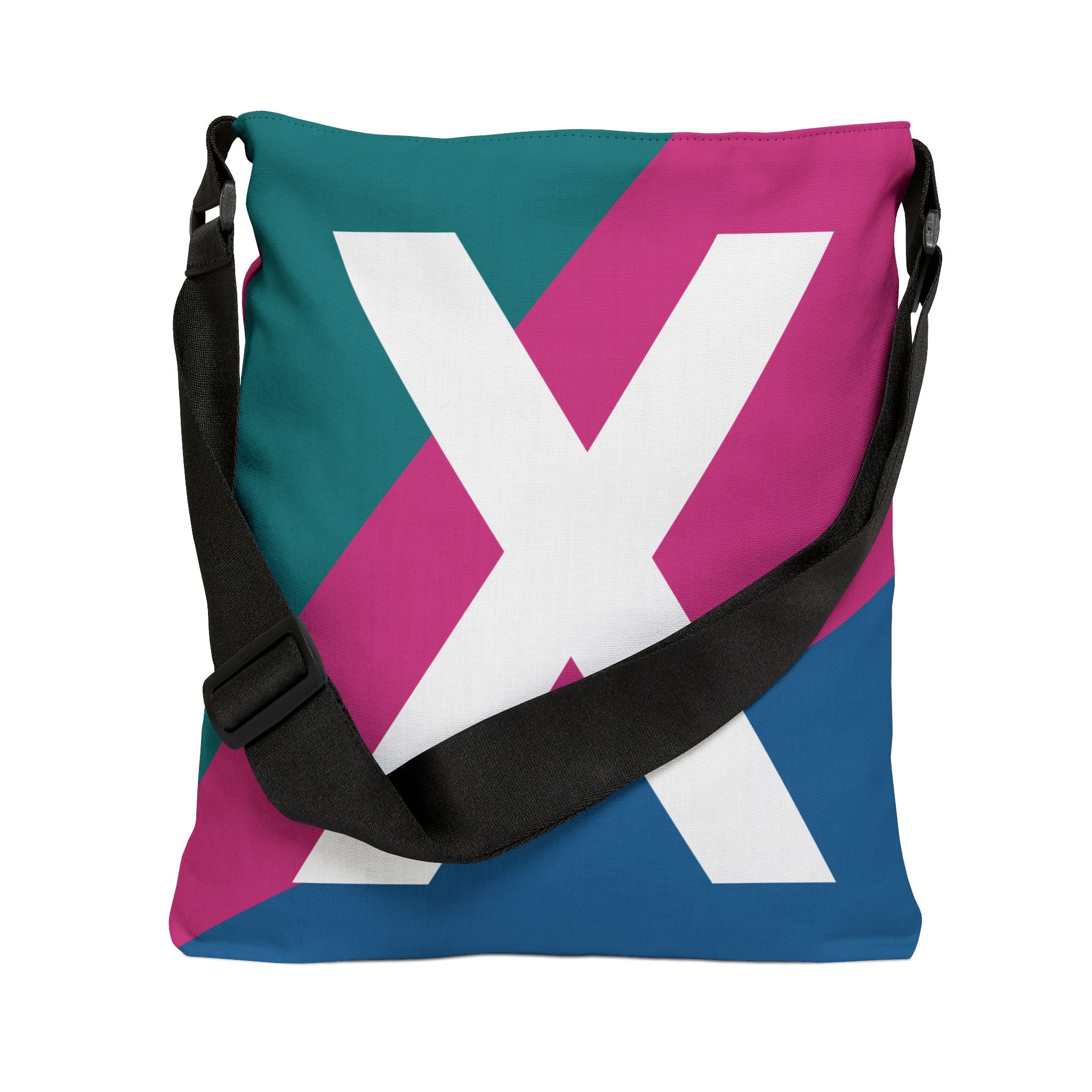 Initial Letter 'X' Colorblock Adjustable Tote Bag — Monogram Alphabet Shoulder Bag
