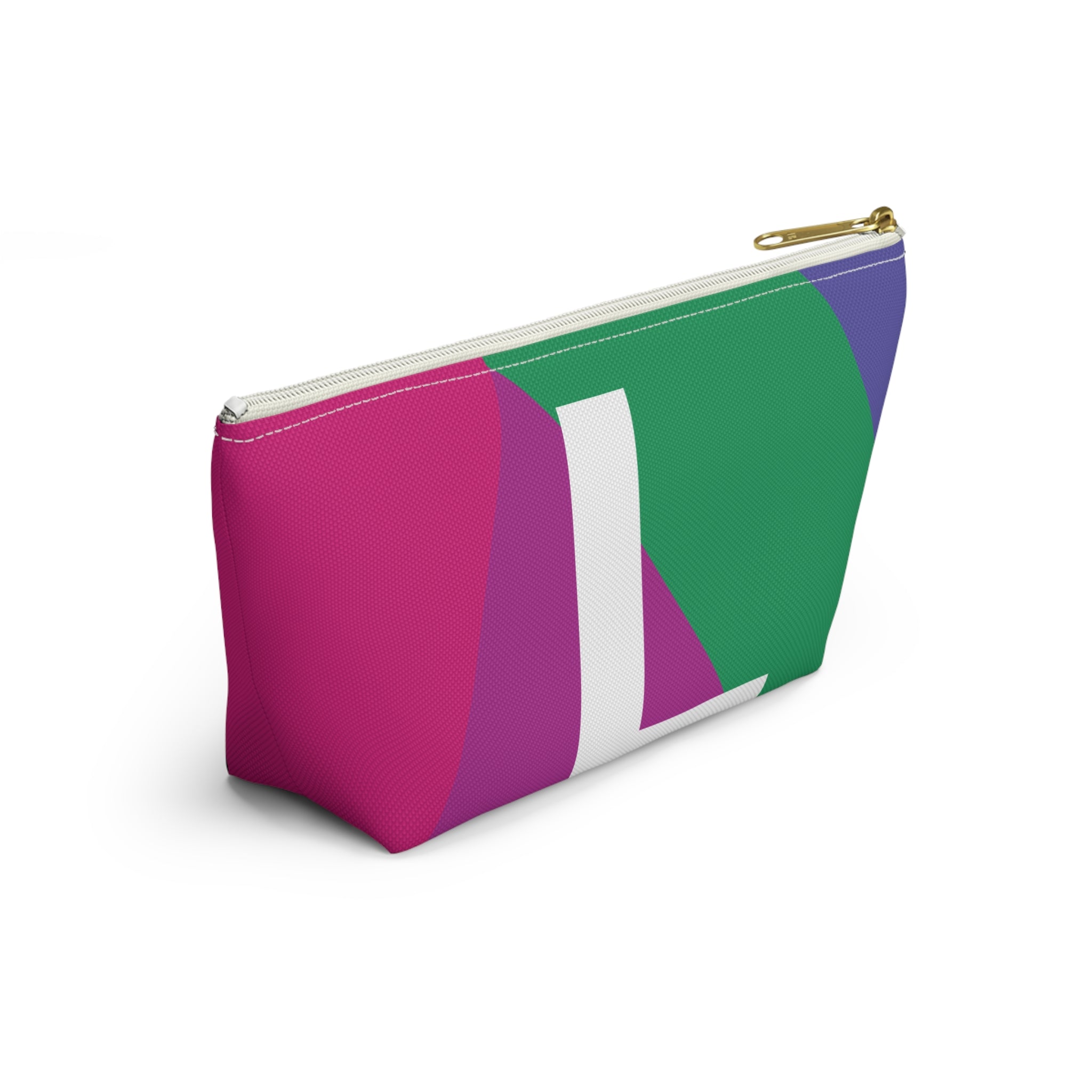 Initials Colorblock Accessory Pouch — Monogram L T-Bottom Cosmetic Bag