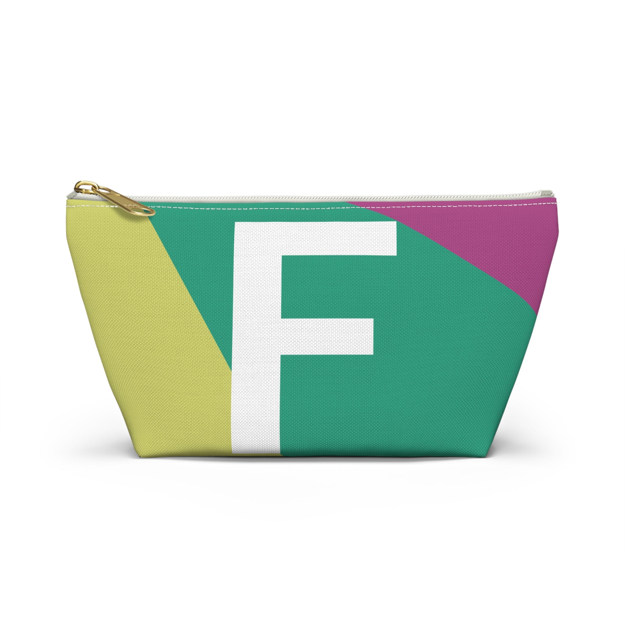 Initials Colorblock Accessory Pouch — Monogram F T-Bottom Cosmetic Bag