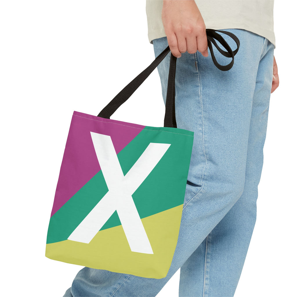 Monogram 'X' Colorblock Tote Bag — Personalized Initial X Shoulder Tote
