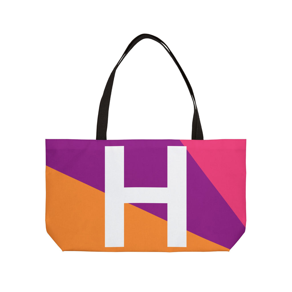Personalized 'H' Colorblock Tote Bag — Monogram Weekender Tote
