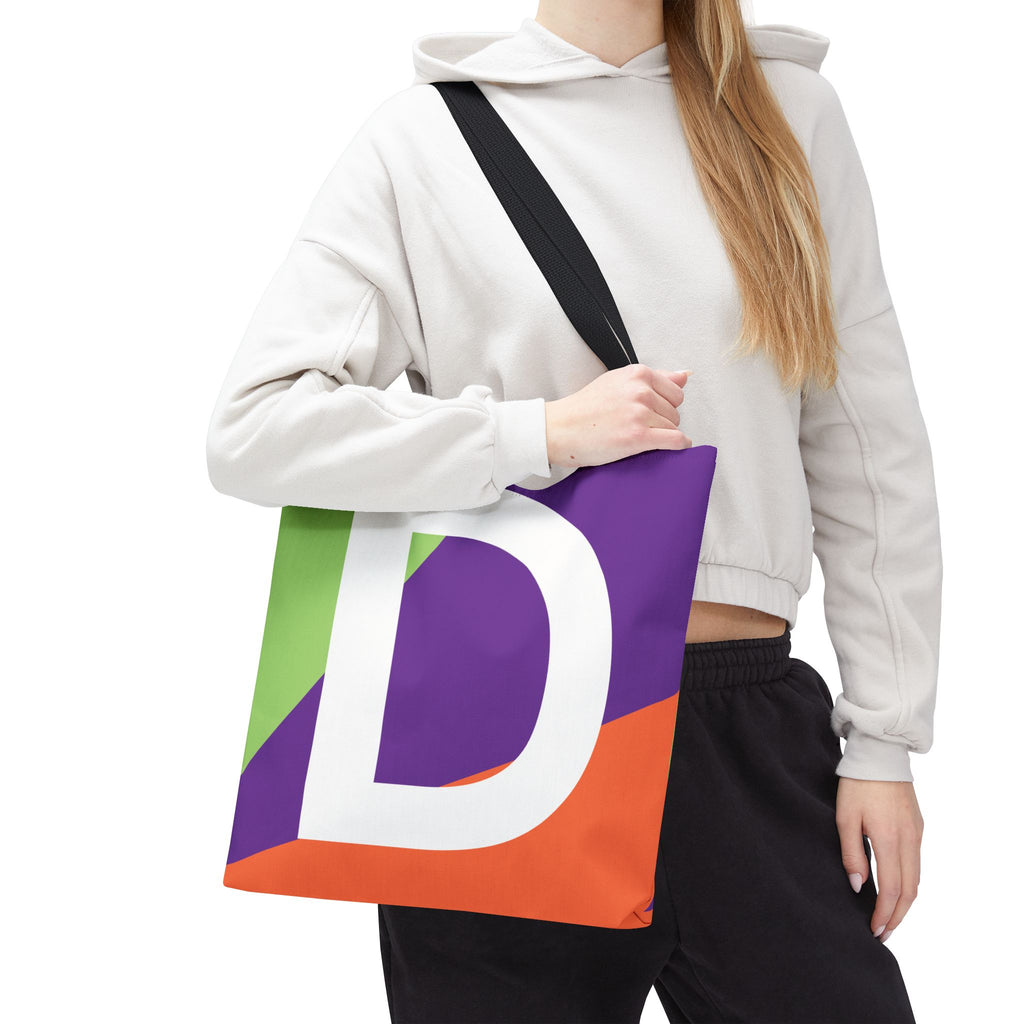 Monogram 'D' Colorblock Tote Bag — Personalized Initial D Shoulder Tote