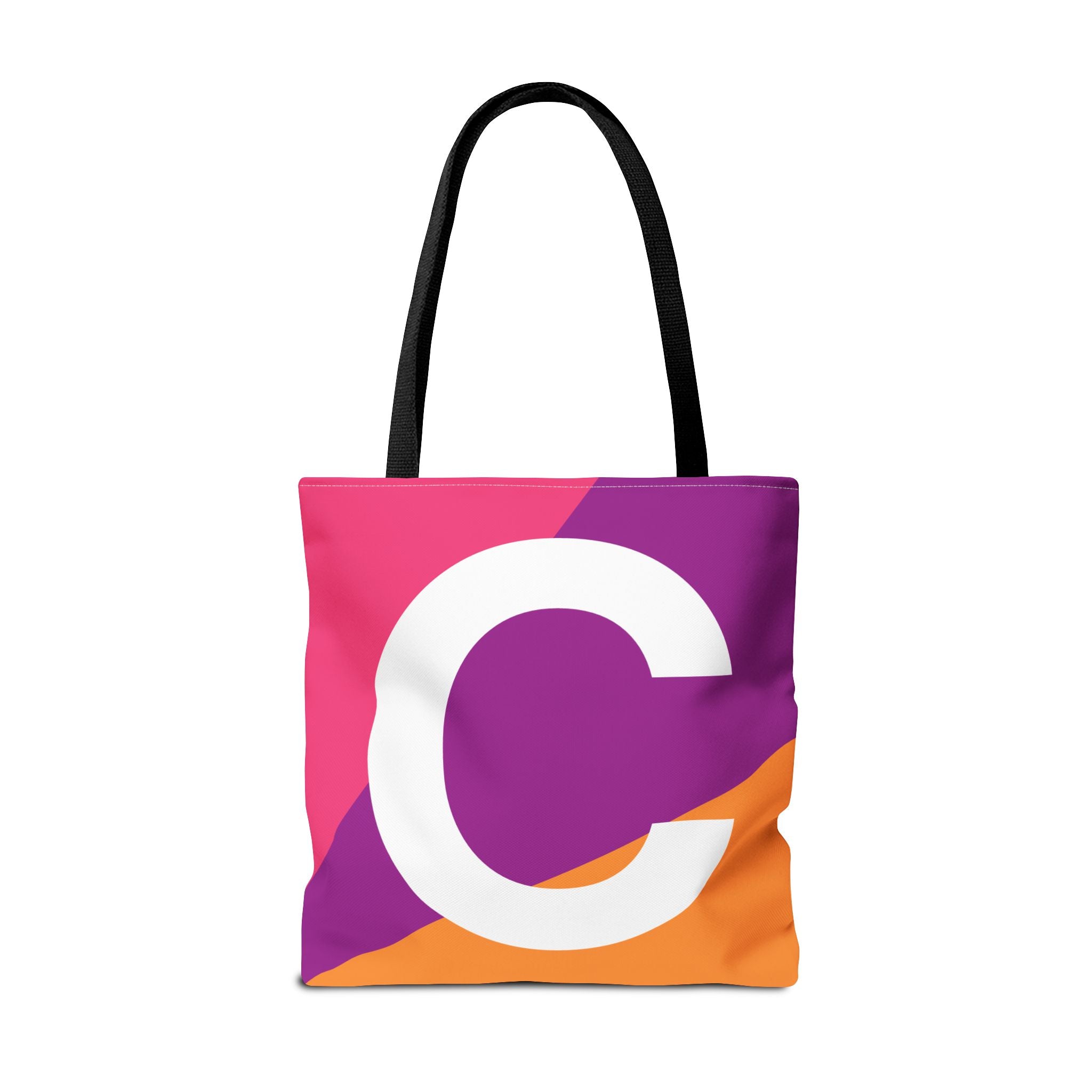 Monogram 'C' Colorblock Tote Bag — Personalized Initial C Shoulder Tote