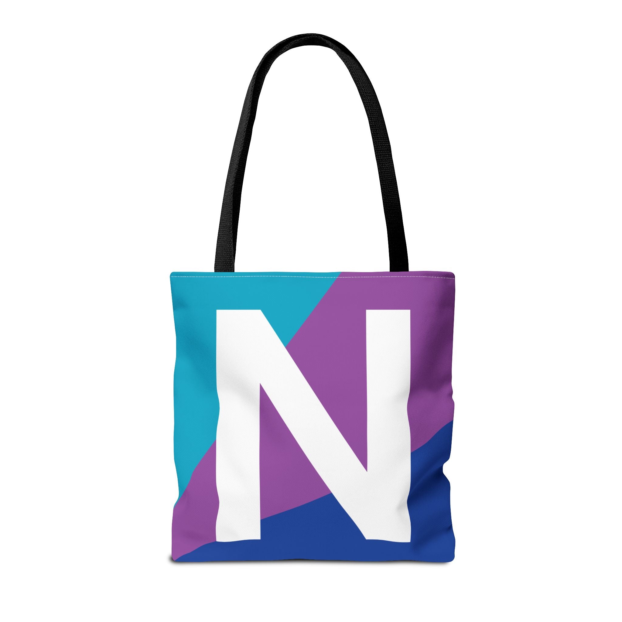 Monogram 'N' Colorblock Tote Bag — Personalized Initial N Shoulder Tote