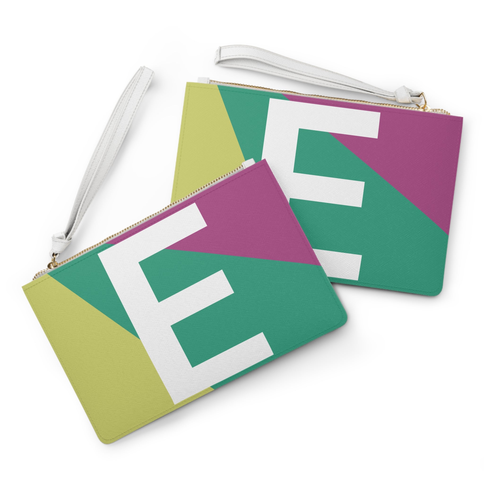 Monogram 'E' Colorblock Clutch Bag — Bold Geometric Wristlet for Everyday & Gifts