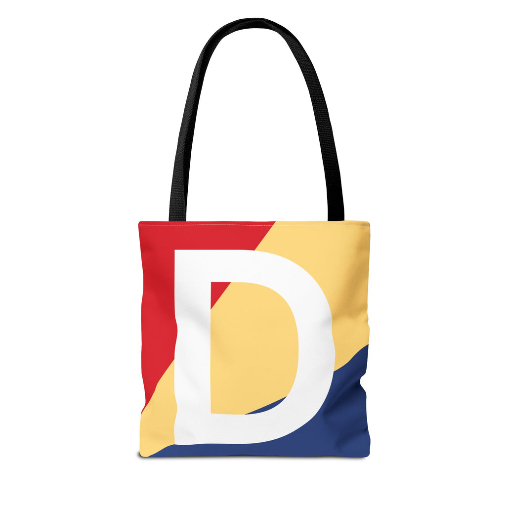 Monogram 'D' Colorblock Tote Bag — Personalized Initial D Shoulder Tote