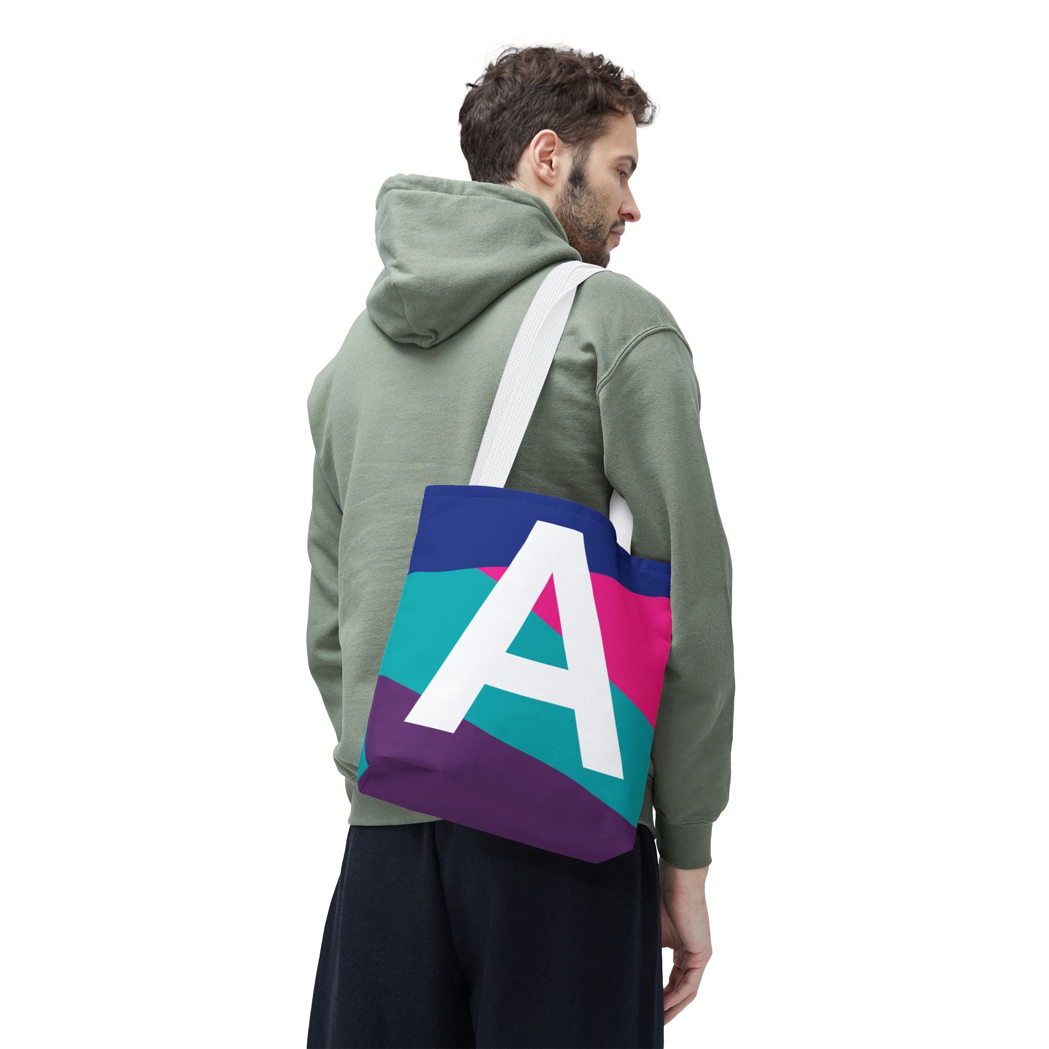 Monogram 'A' Colorblock Tote Bag — Personalized Initial A Shoulder Tote
