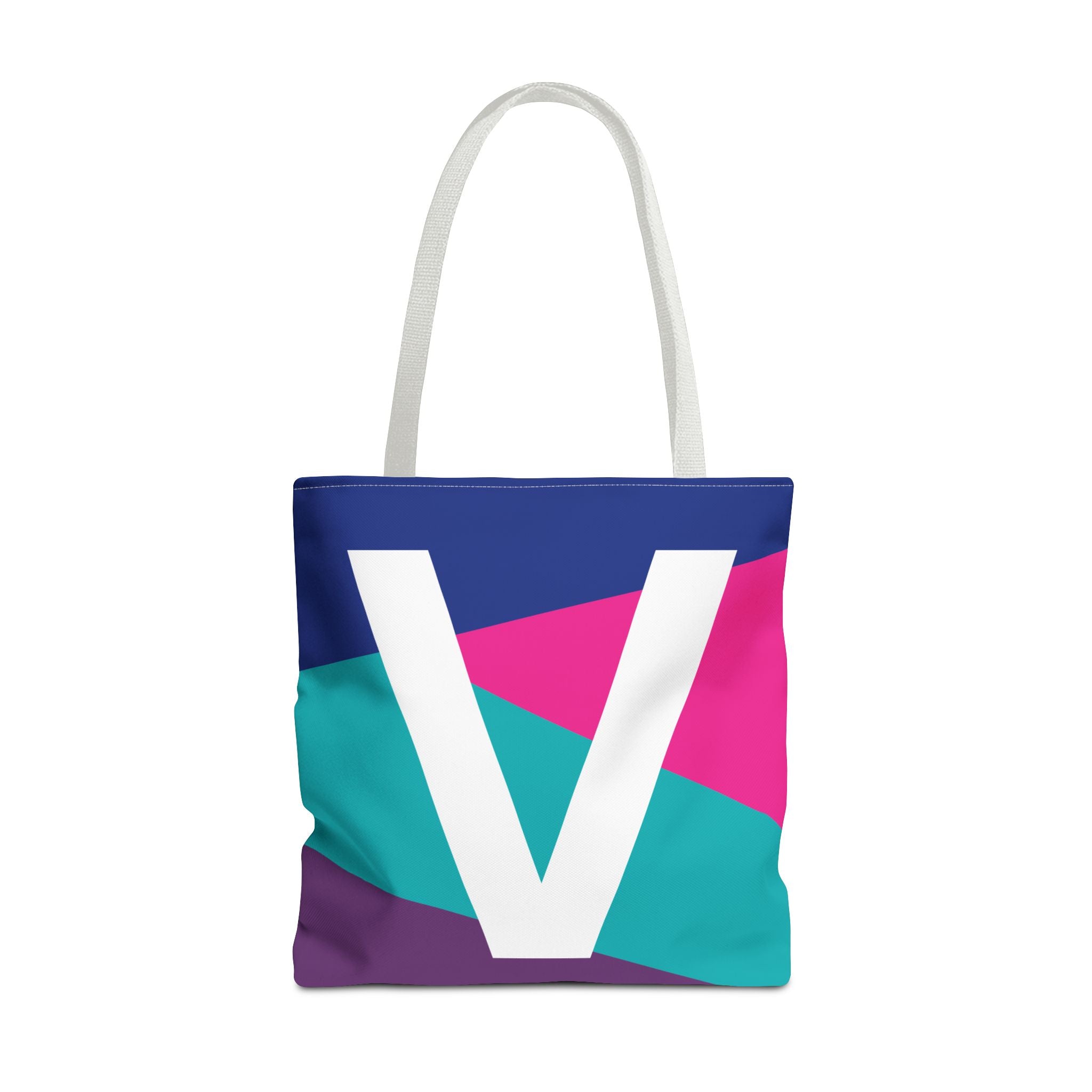 Monogram 'V' Colorblock Tote Bag — Personalized Initial V Shoulder Tote