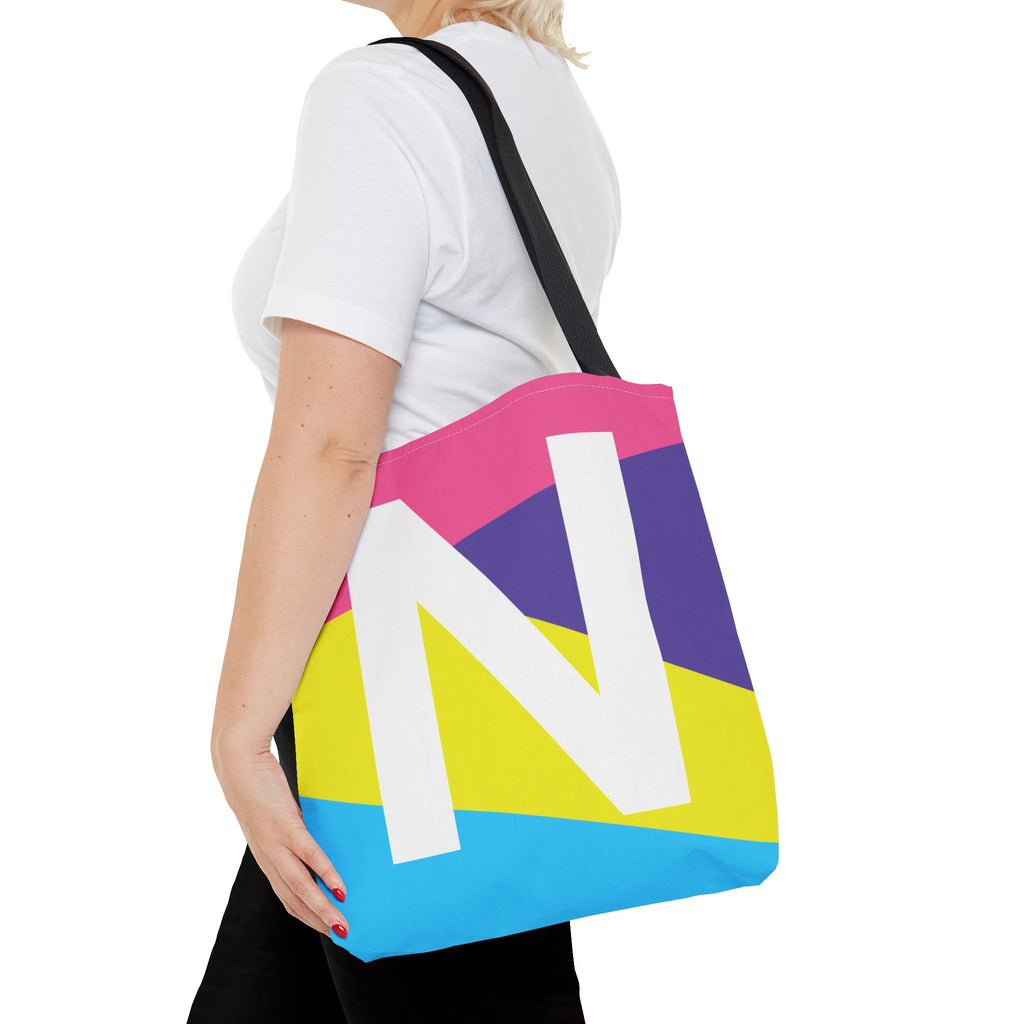 Monogram 'N' Colorblock Tote Bag — Personalized Initial N Shoulder Tote