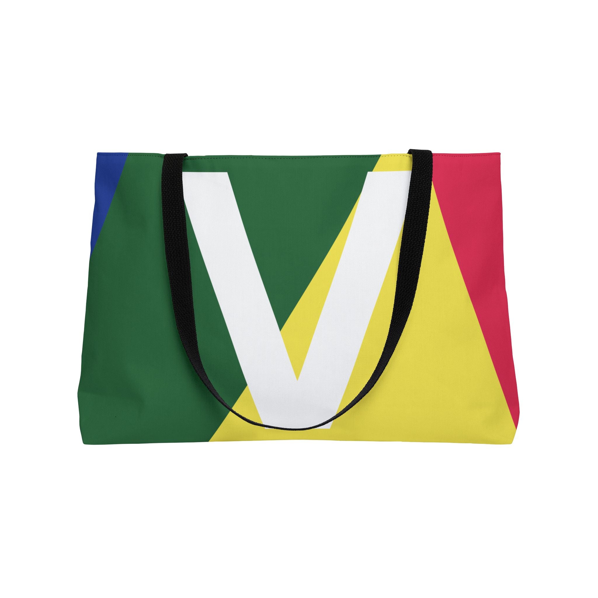 Personalized 'V' Colorblock Tote Bag — Monogram Weekender Tote