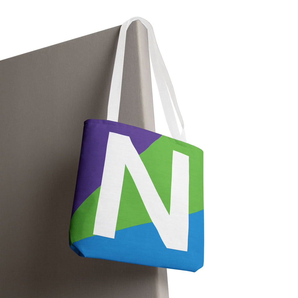 Monogram 'N' Colorblock Tote Bag — Personalized Initial N Shoulder Tote