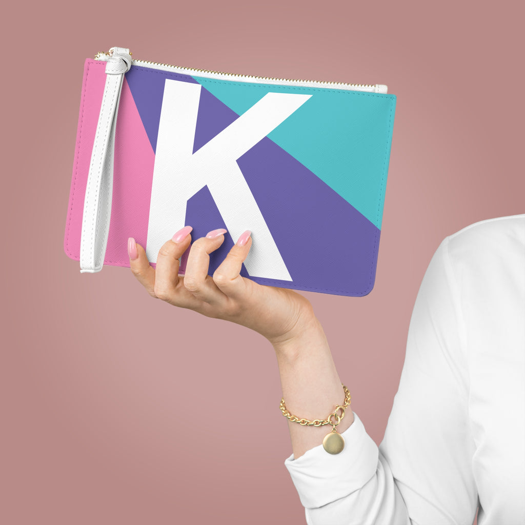 Monogram 'K' Colorblock Clutch Bag — Bold Geometric Wristlet for Everyday & Gifts