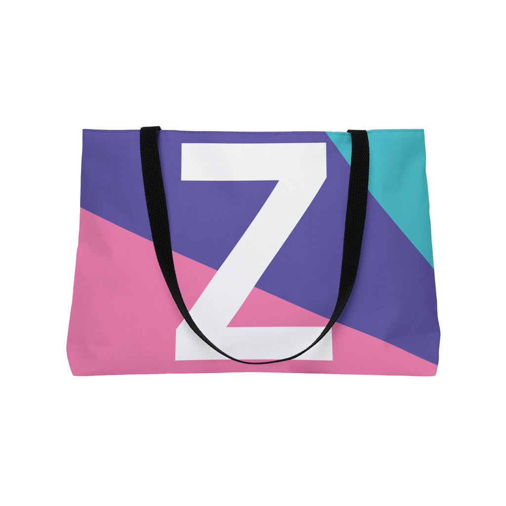 Personalized 'Z' Colorblock Tote Bag — Monogram Weekender Tote