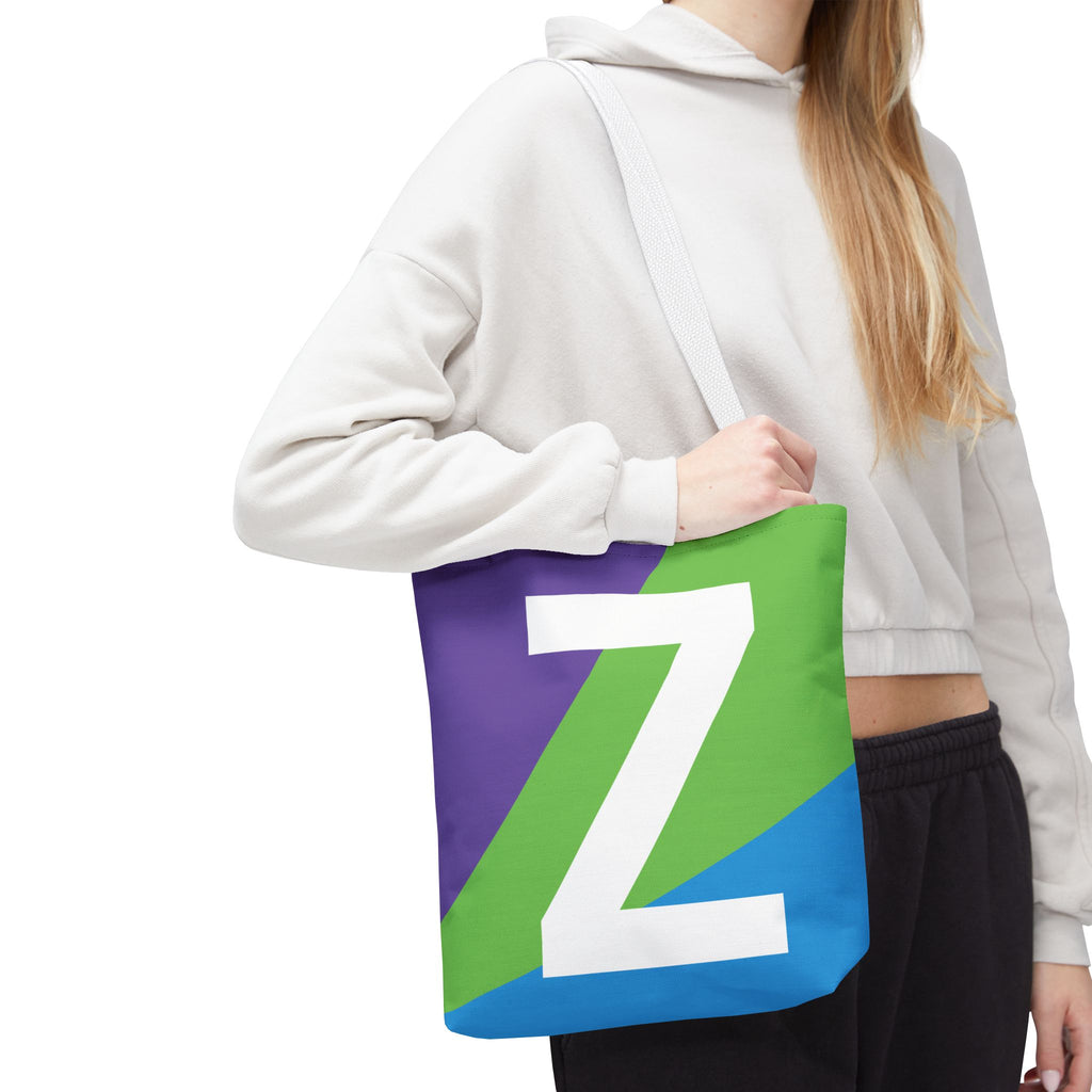 Monogram 'Z' Colorblock Tote Bag — Personalized Initial Z Shoulder Tote