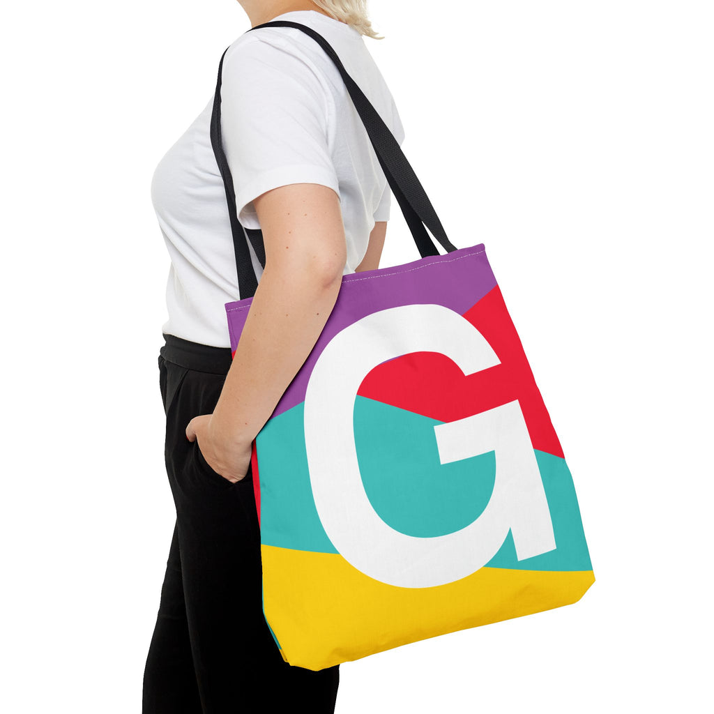 Monogram 'G' Colorblock Tote Bag — Personalized Initial G Shoulder Tote