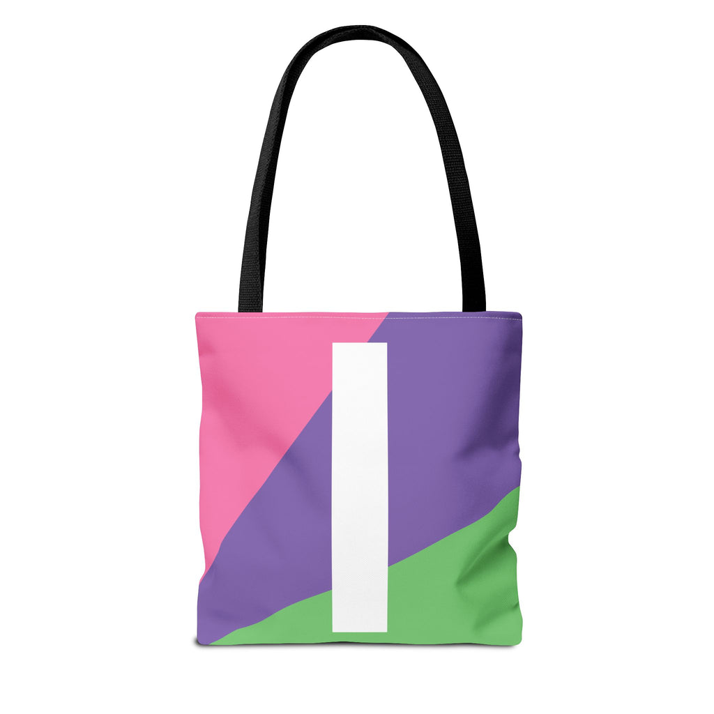 Monogram 'I' Colorblock Tote Bag — Personalized Initial I Shoulder Tote