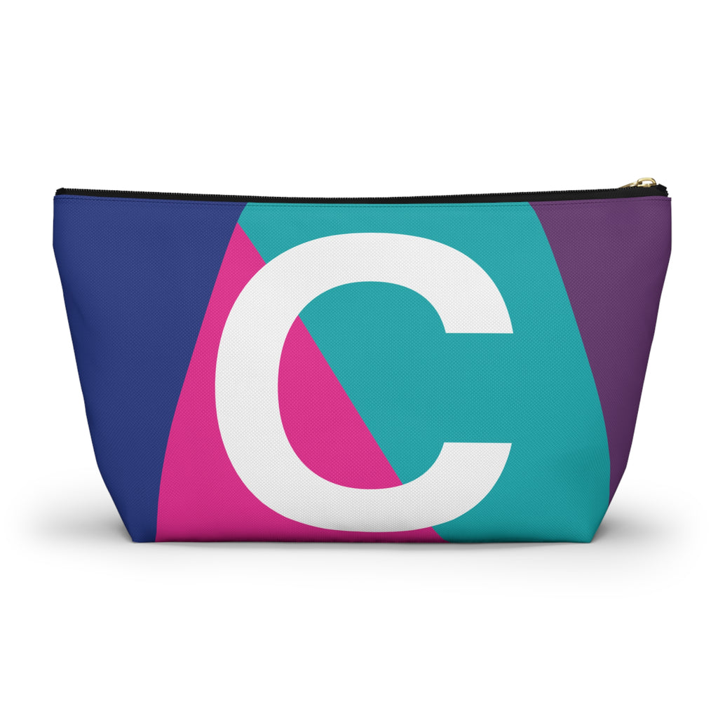 Initials Colorblock Accessory Pouch — Monogram C T-Bottom Cosmetic Bag