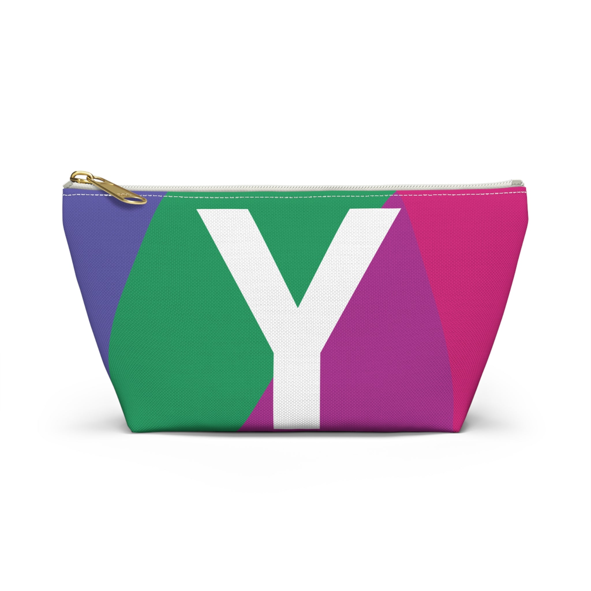 Initials Colorblock Accessory Pouch — Monogram Y T-Bottom Cosmetic Bag