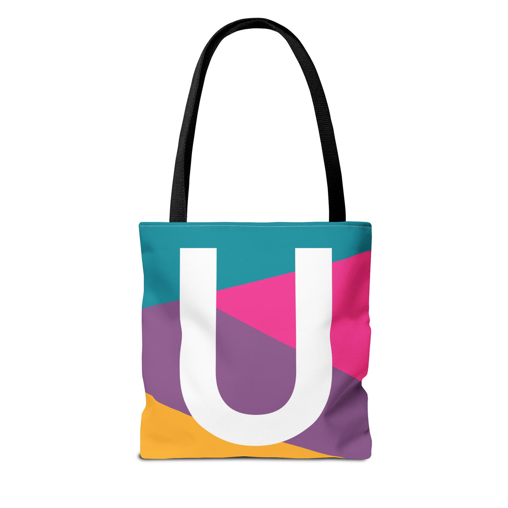 Monogram 'U' Colorblock Tote Bag — Personalized Initial U Shoulder Tote