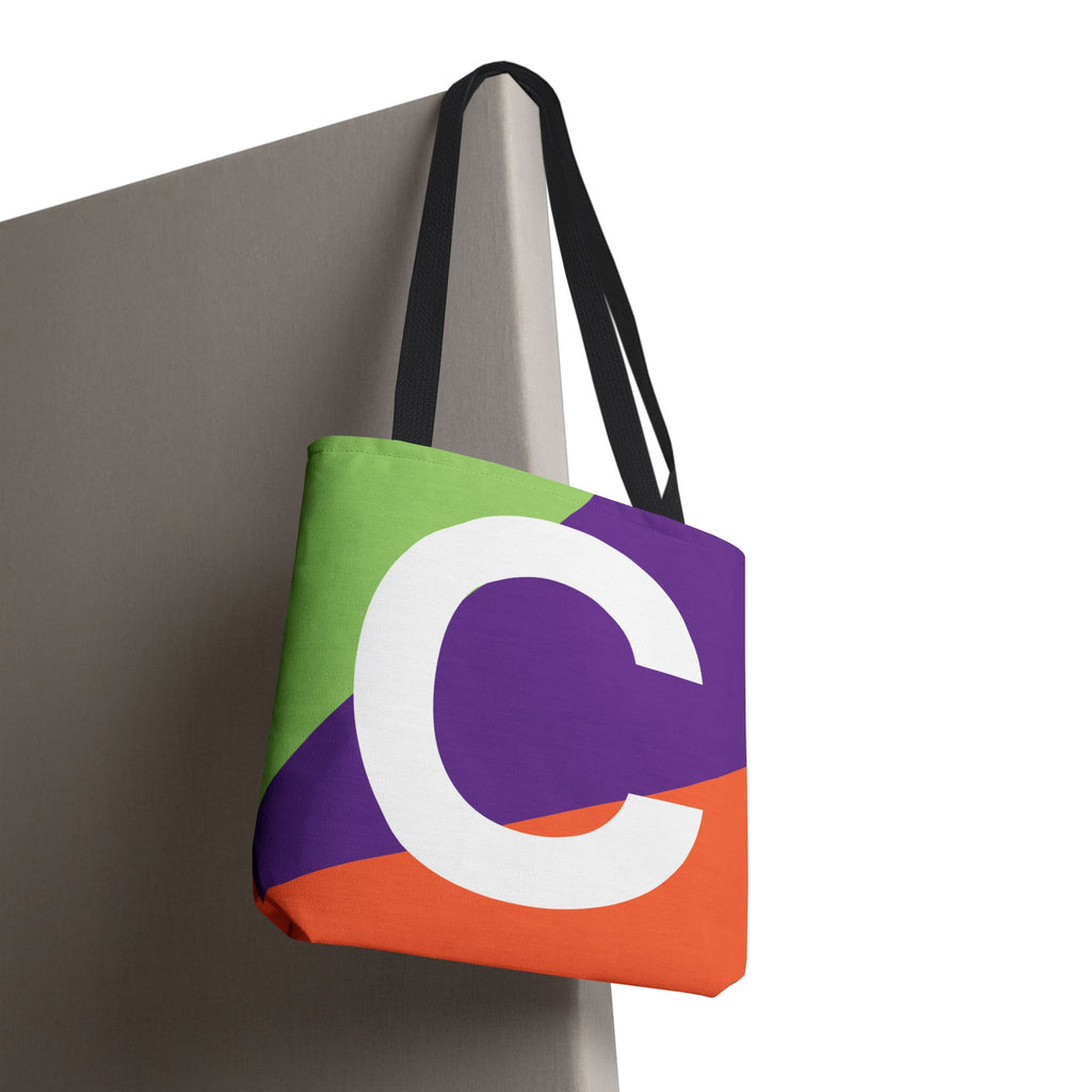 Monogram 'C' Colorblock Tote Bag — Personalized Initial C Shoulder Tote