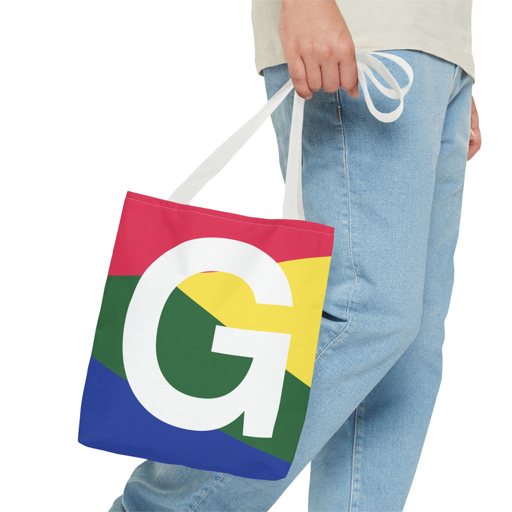 Monogram 'G' Colorblock Tote Bag — Personalized Initial G Shoulder Tote