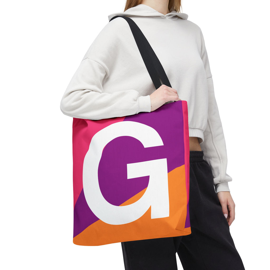 Monogram 'G' Colorblock Tote Bag — Personalized Initial G Shoulder Tote