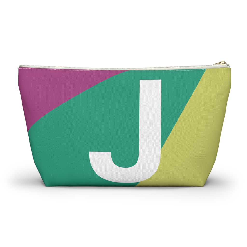 Initials Colorblock Accessory Pouch — Monogram J T-Bottom Cosmetic Bag