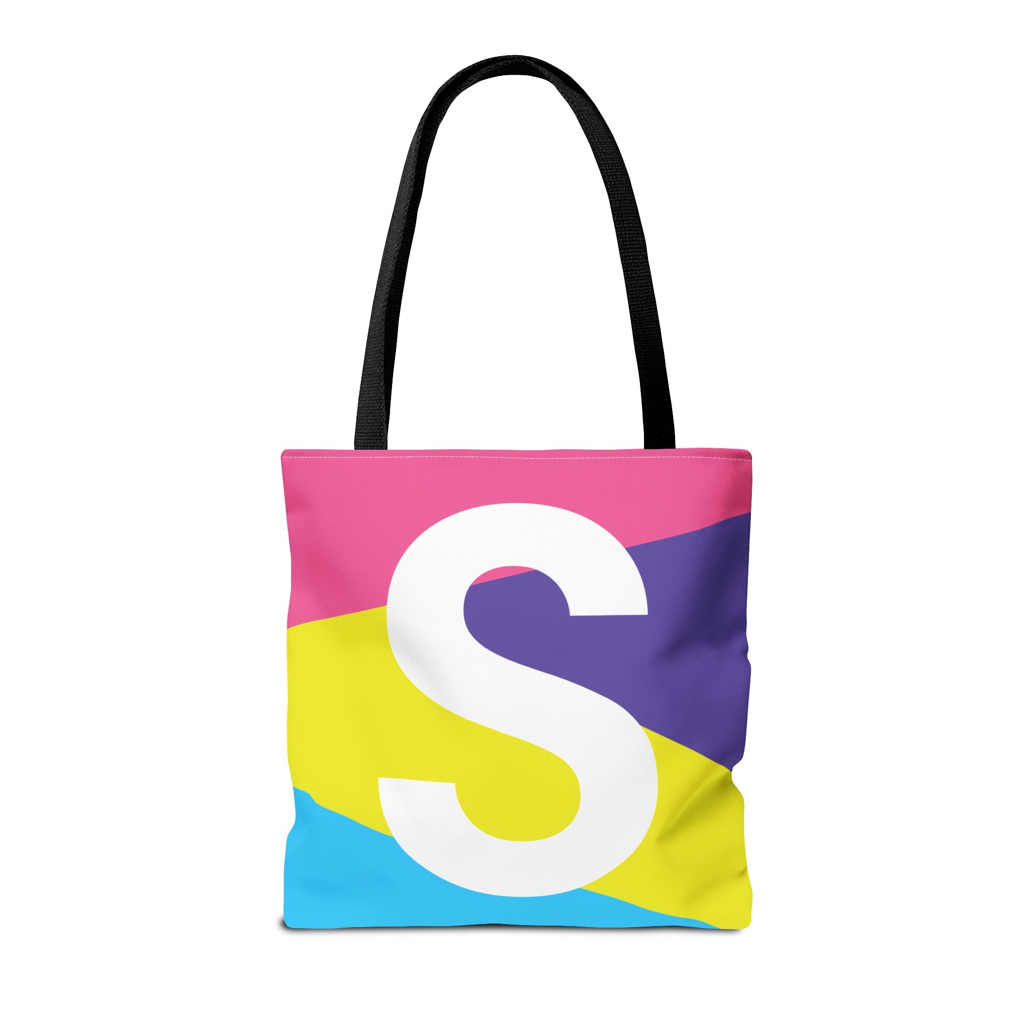 Monogram 'S' Colorblock Tote Bag — Personalized Initial S Shoulder Tote
