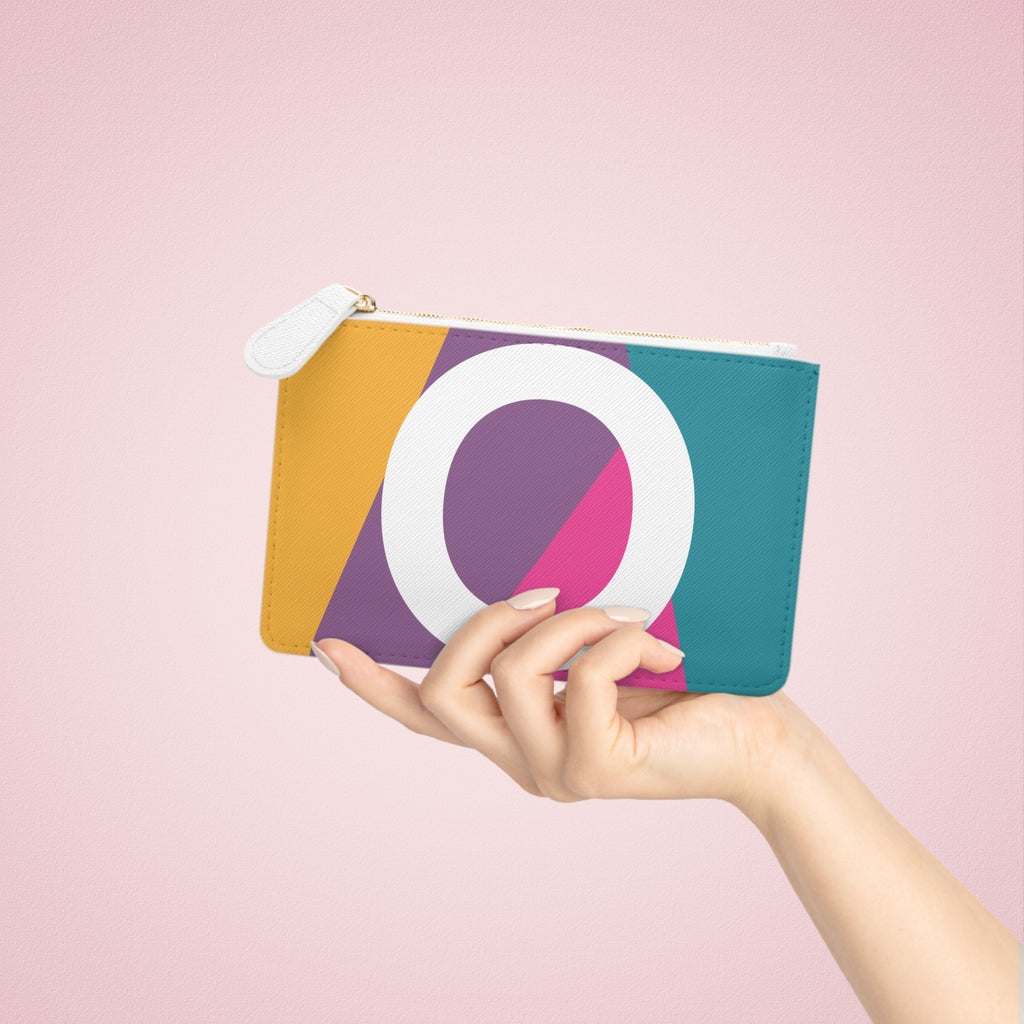 Initial O Mini Clutch — Colorblock Monogram Wristlet Wallet
