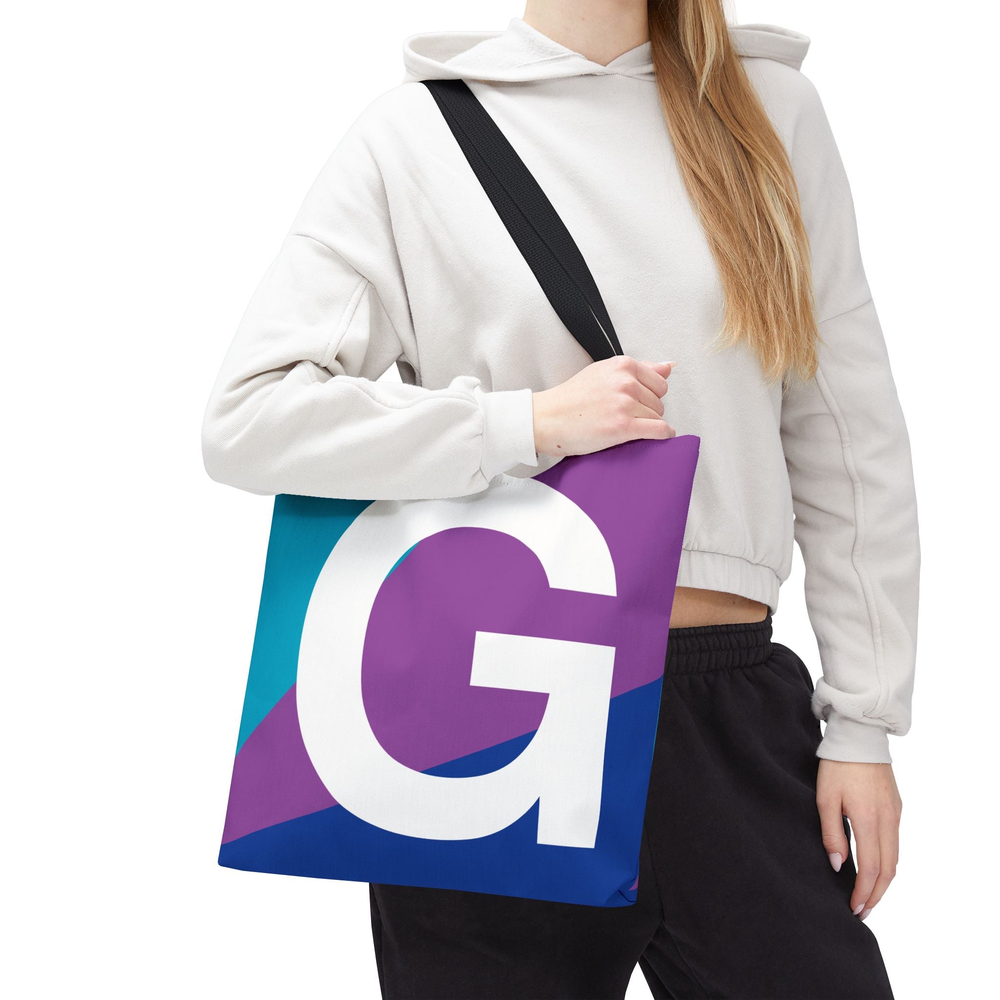 Monogram 'G' Colorblock Tote Bag — Personalized Initial G Shoulder Tote