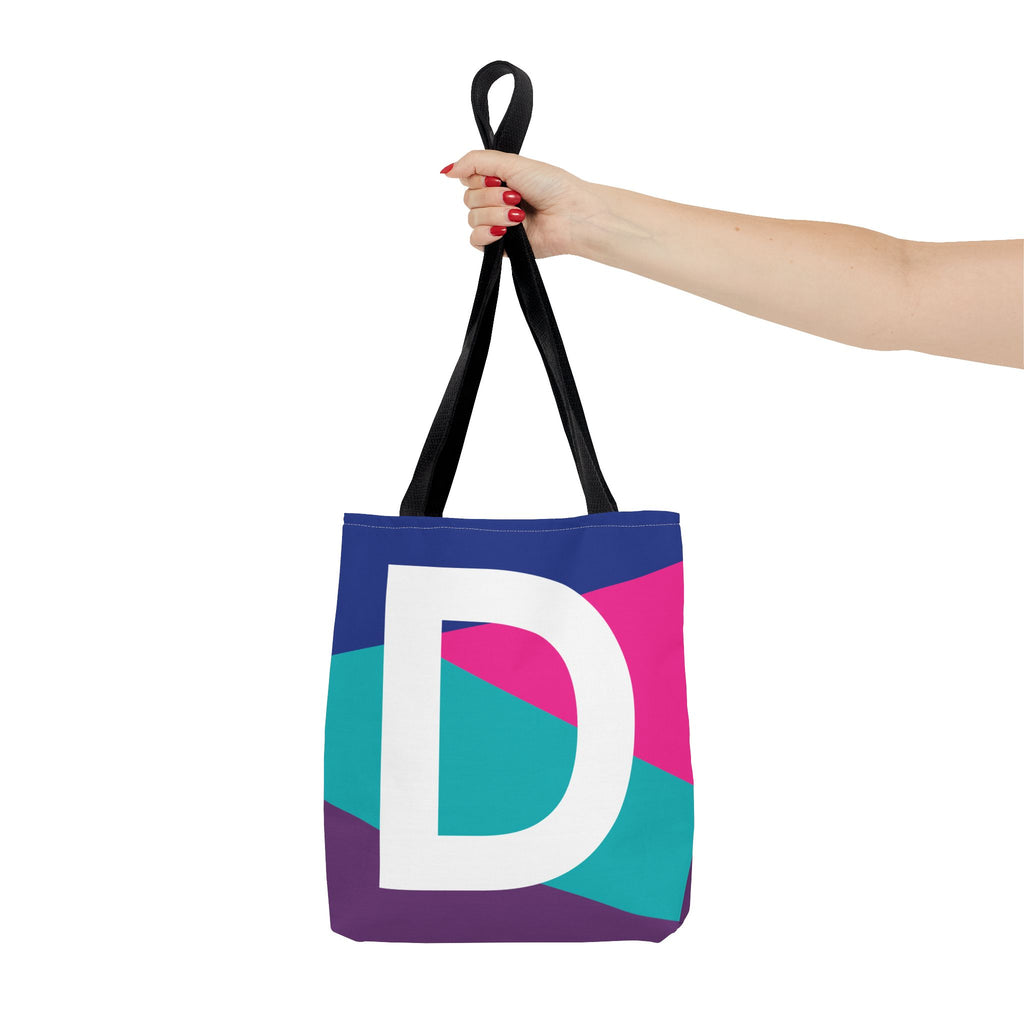 Monogram 'D' Colorblock Tote Bag — Personalized Initial D Shoulder Tote