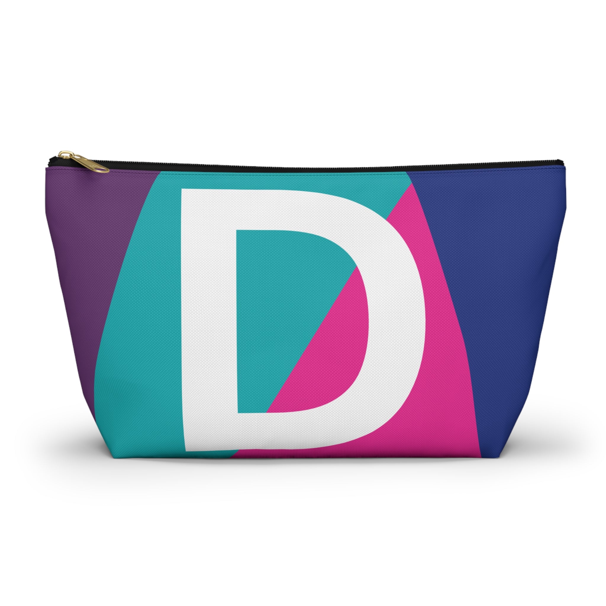 Initials Colorblock Accessory Pouch — Monogram D T-Bottom Cosmetic Bag