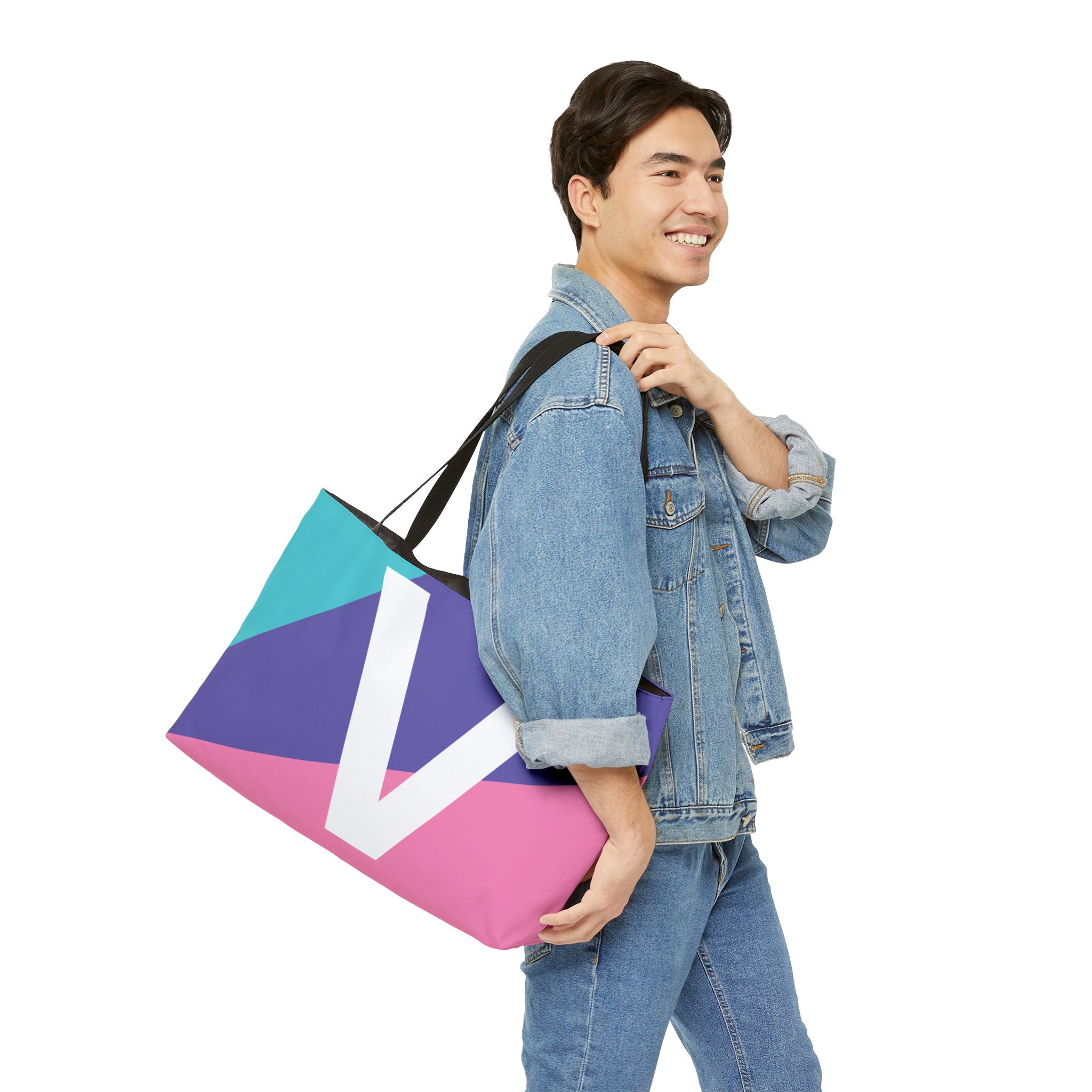 Personalized 'V' Colorblock Tote Bag — Monogram Weekender Tote