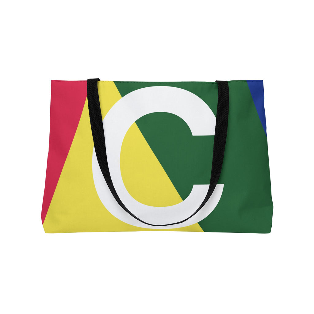 Personalized 'C' Colorblock Tote Bag — Monogram Weekender Tote