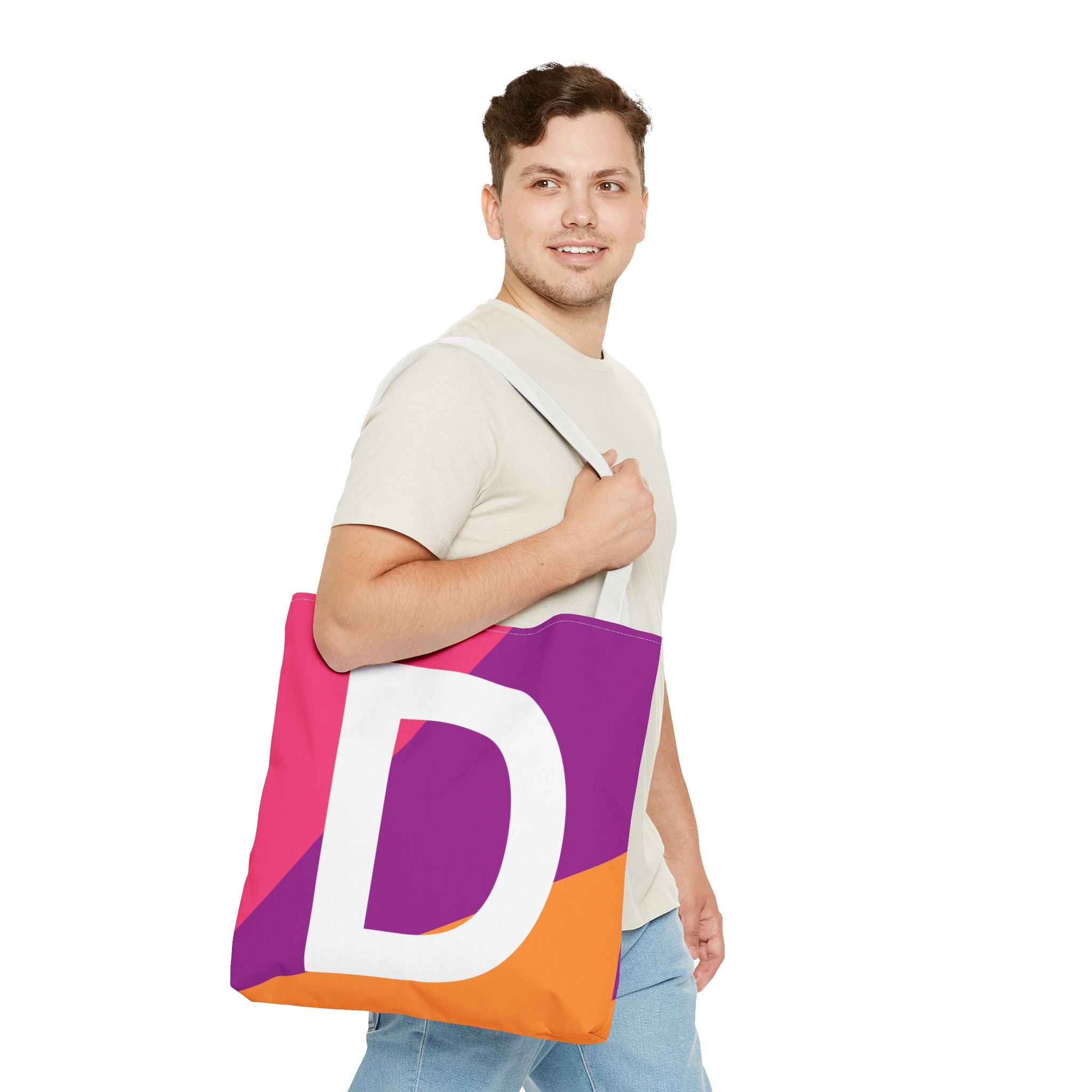 Monogram 'D' Colorblock Tote Bag — Personalized Initial D Shoulder Tote