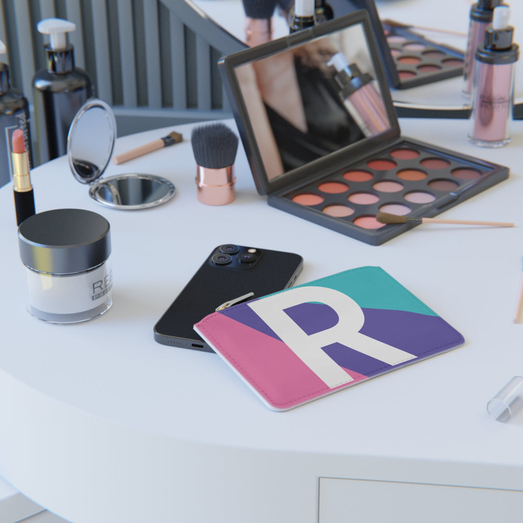 Initial R Mini Clutch — Colorblock Monogram Wristlet Wallet