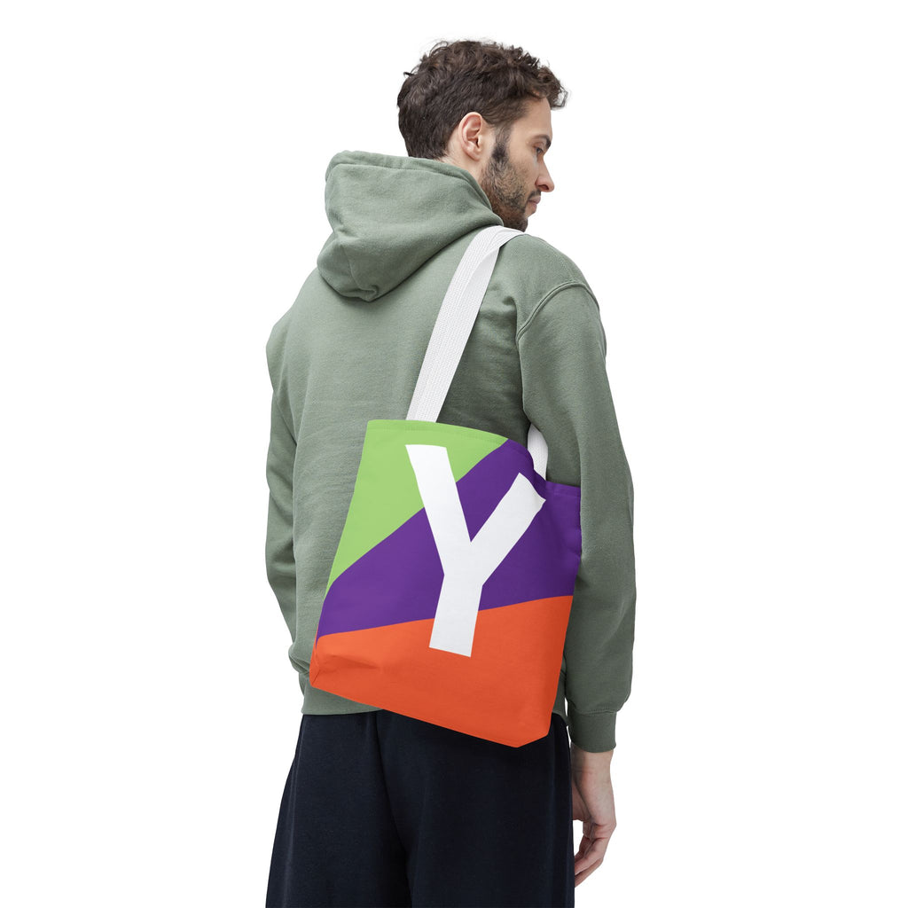 Monogram 'Y' Colorblock Tote Bag — Personalized Initial Y Shoulder Tote