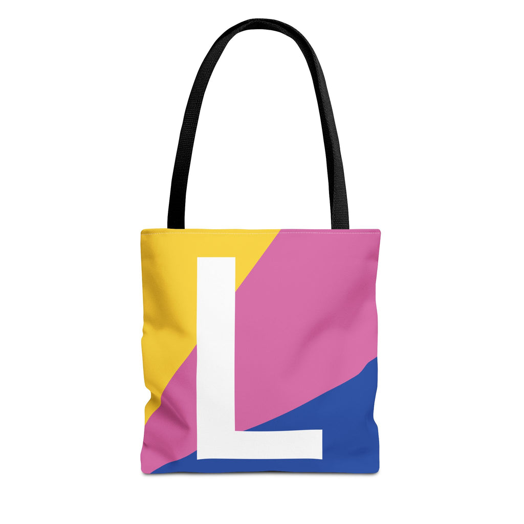 Monogram 'L' Colorblock Tote Bag — Personalized Initial L Shoulder Tote