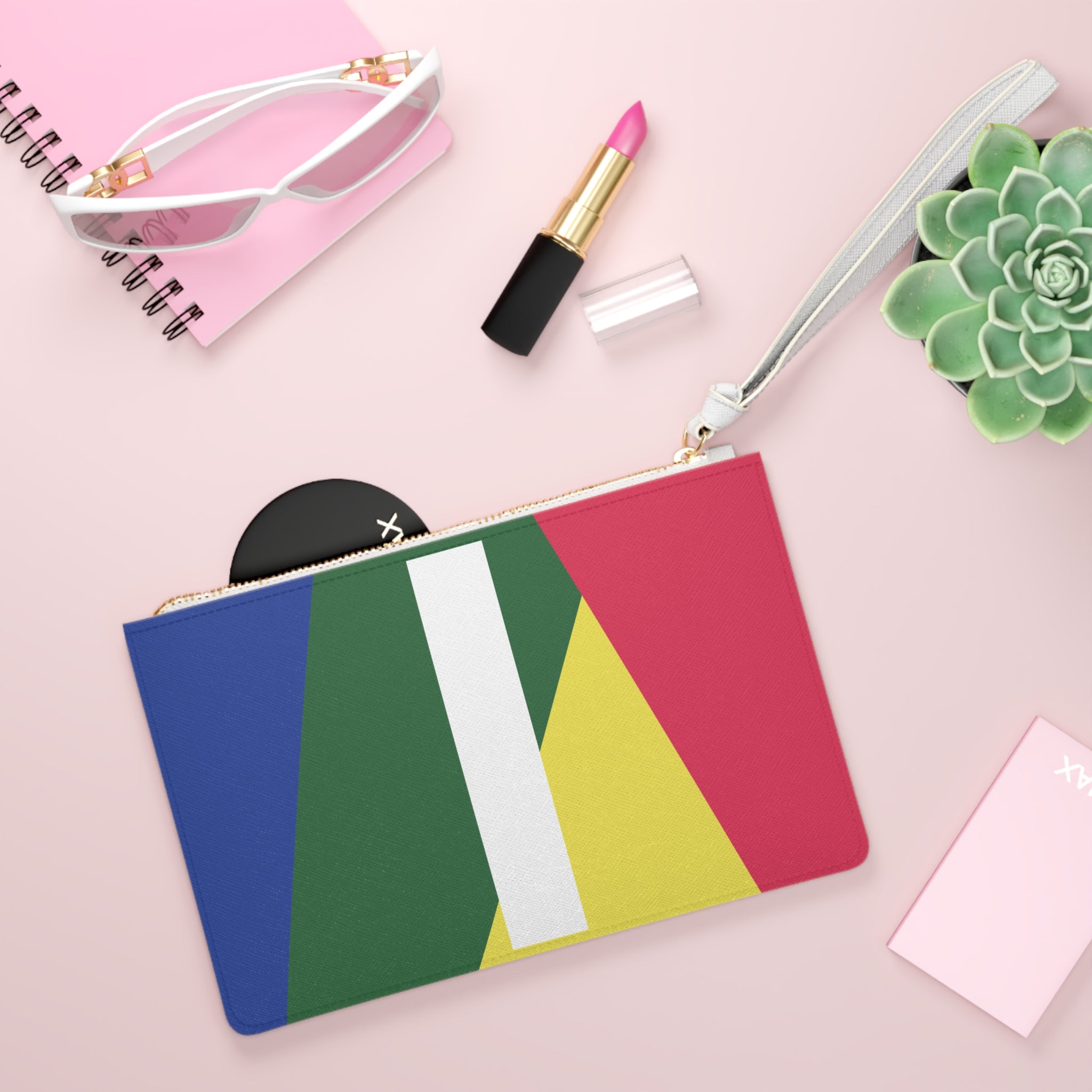 Monogram 'I' Colorblock Clutch Bag — Bold Geometric Wristlet for Everyday & Gifts
