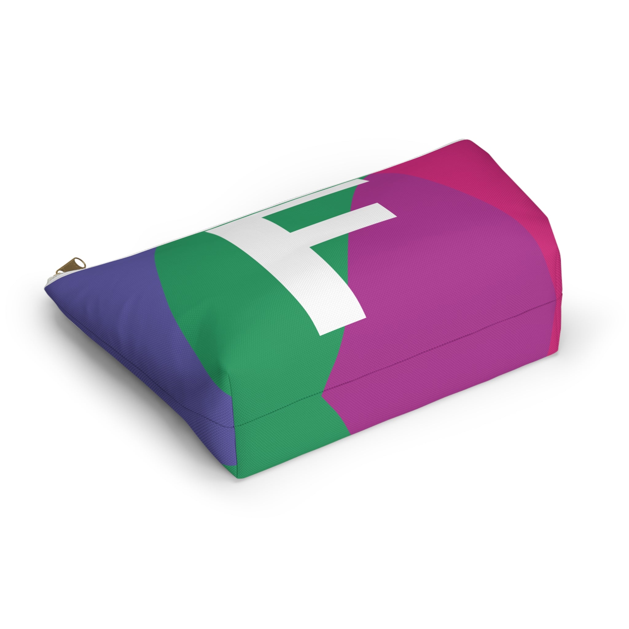 Initials Colorblock Accessory Pouch — Monogram F T-Bottom Cosmetic Bag