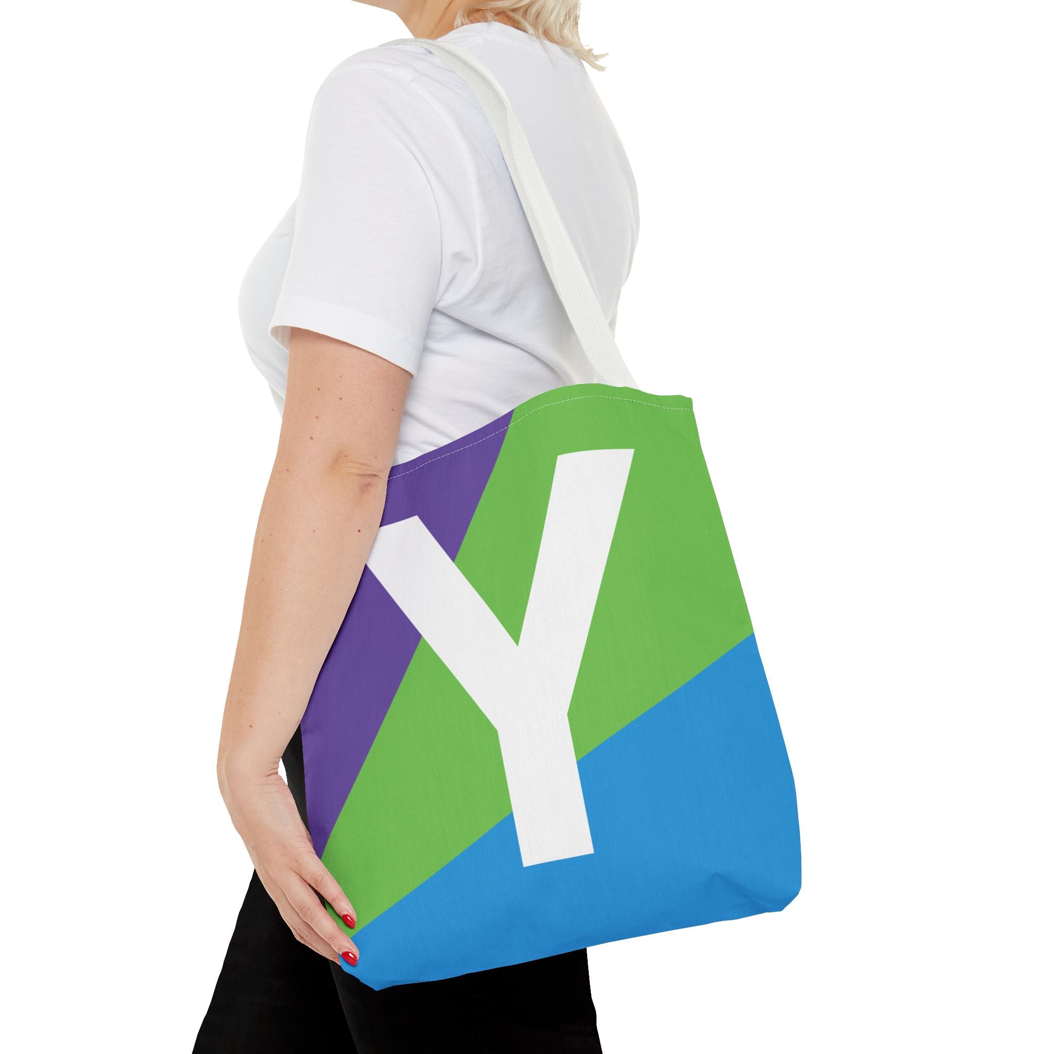 Monogram 'Y' Colorblock Tote Bag — Personalized Initial Y Shoulder Tote