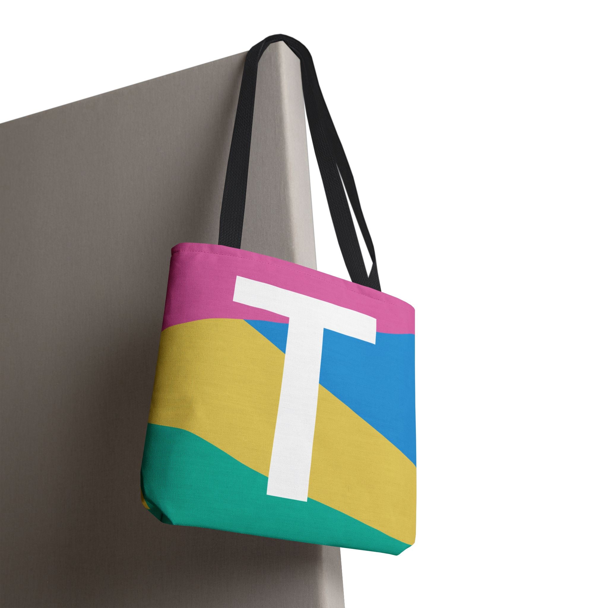 Monogram 'T' Colorblock Tote Bag — Personalized Initial T Shoulder Tote
