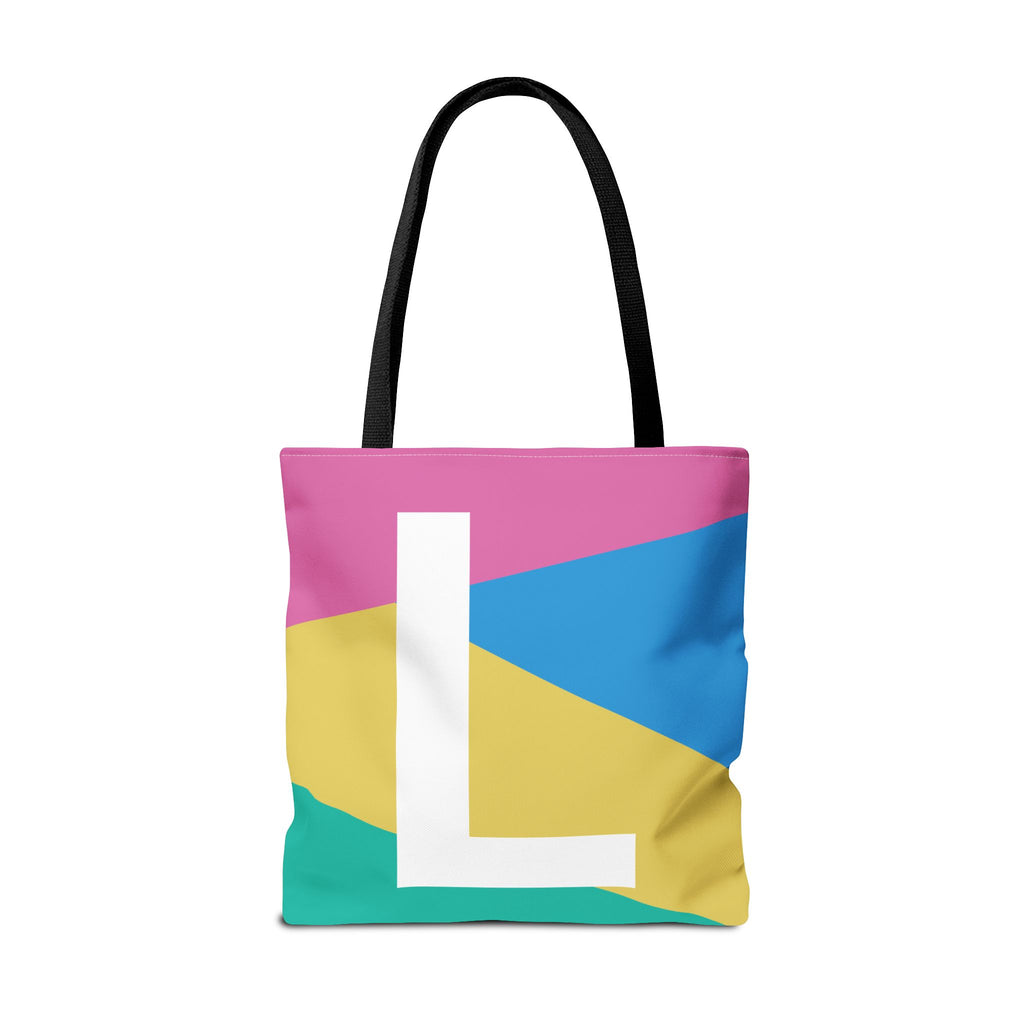 Monogram 'L' Colorblock Tote Bag — Personalized Initial L Shoulder Tote