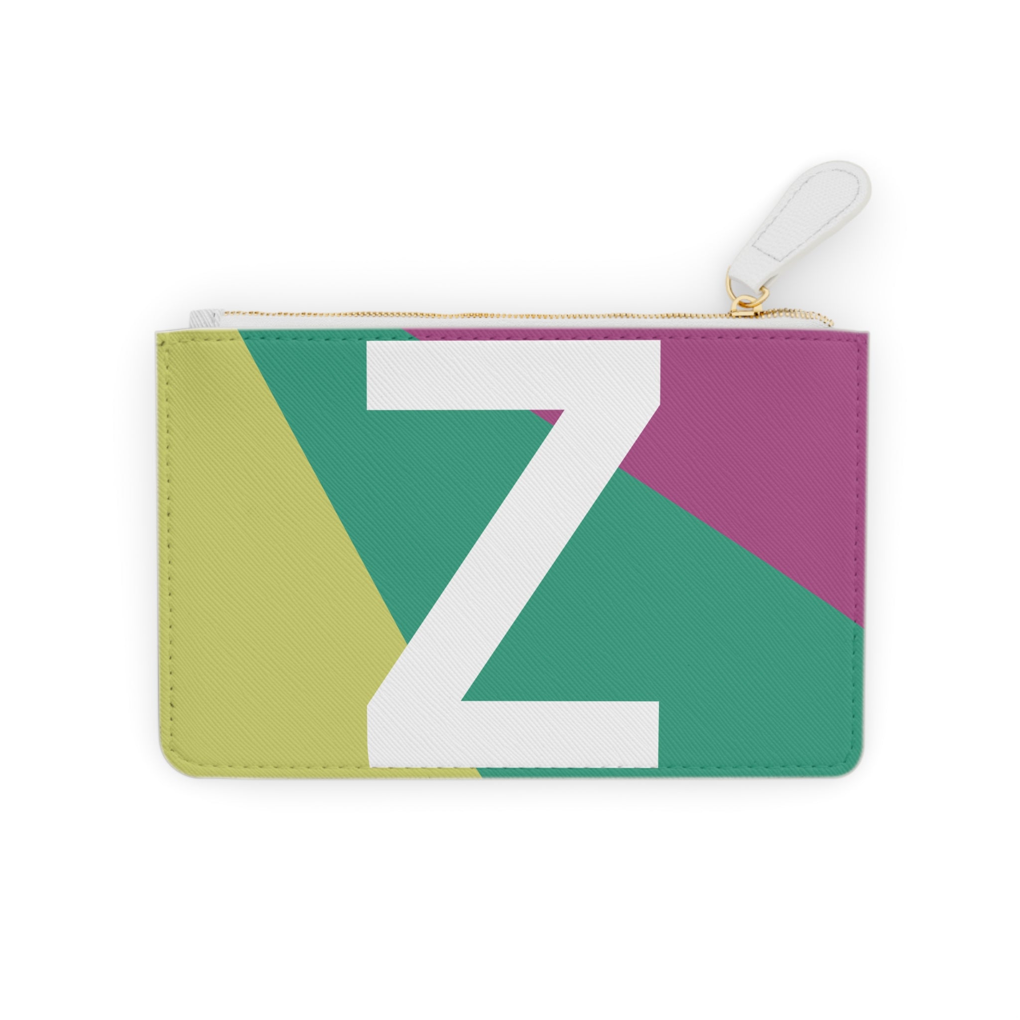 Initial Z Mini Clutch — Colorblock Monogram Wristlet Wallet