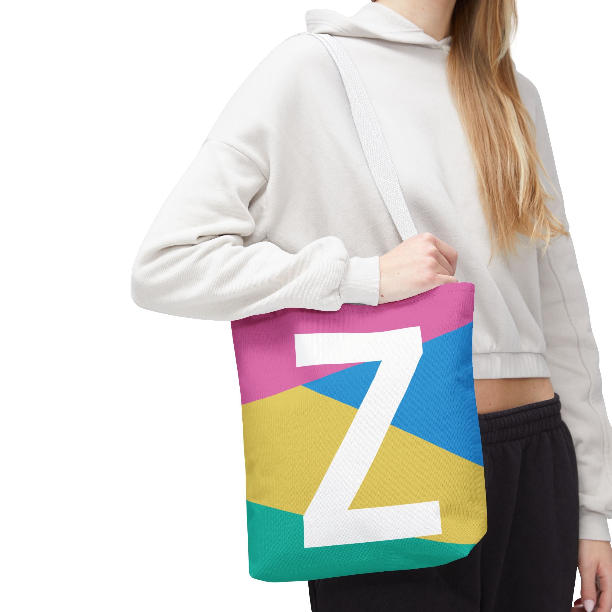 Monogram 'Z' Colorblock Tote Bag — Personalized Initial Z Shoulder Tote