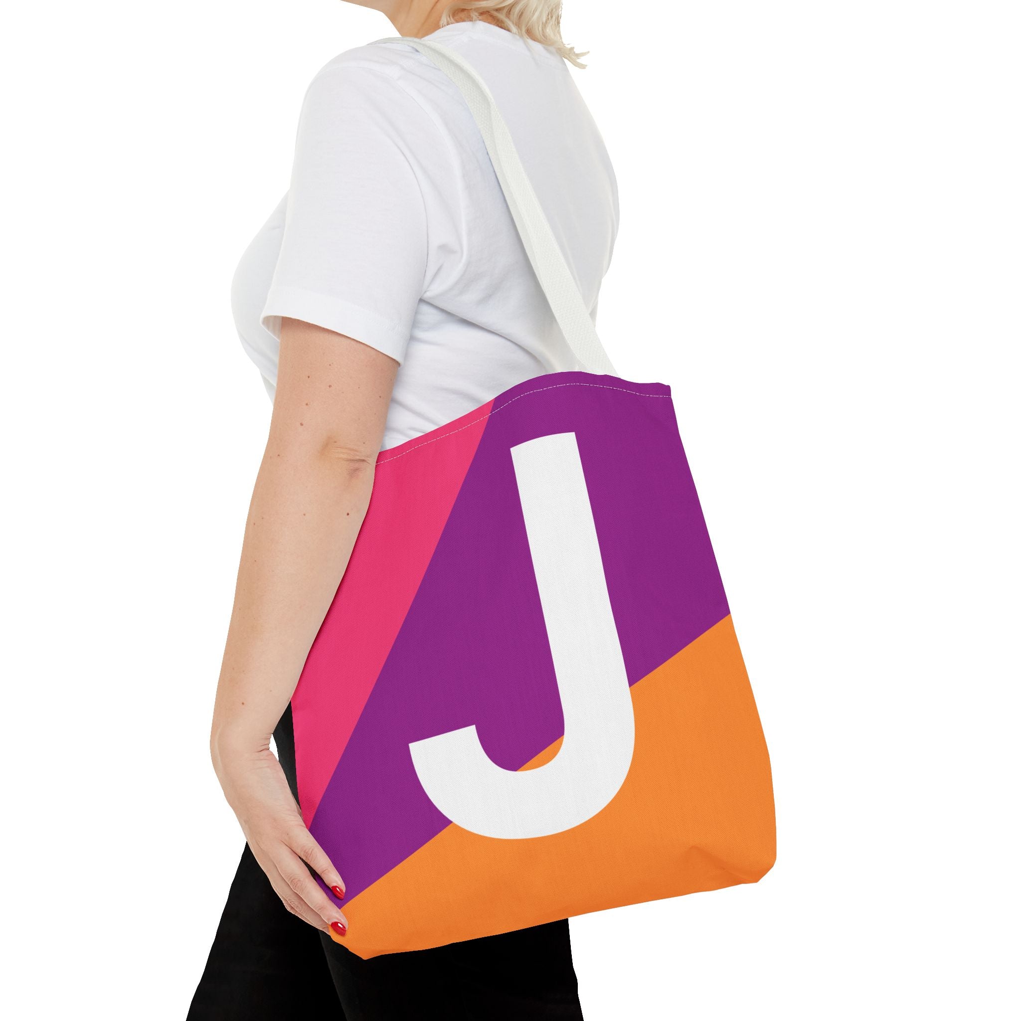 Monogram 'J' Colorblock Tote Bag — Personalized Initial J Shoulder Tote