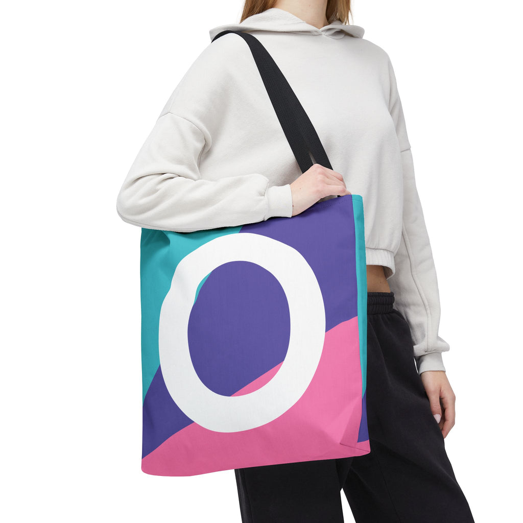 Monogram 'O' Colorblock Tote Bag — Personalized Initial O Shoulder Tote